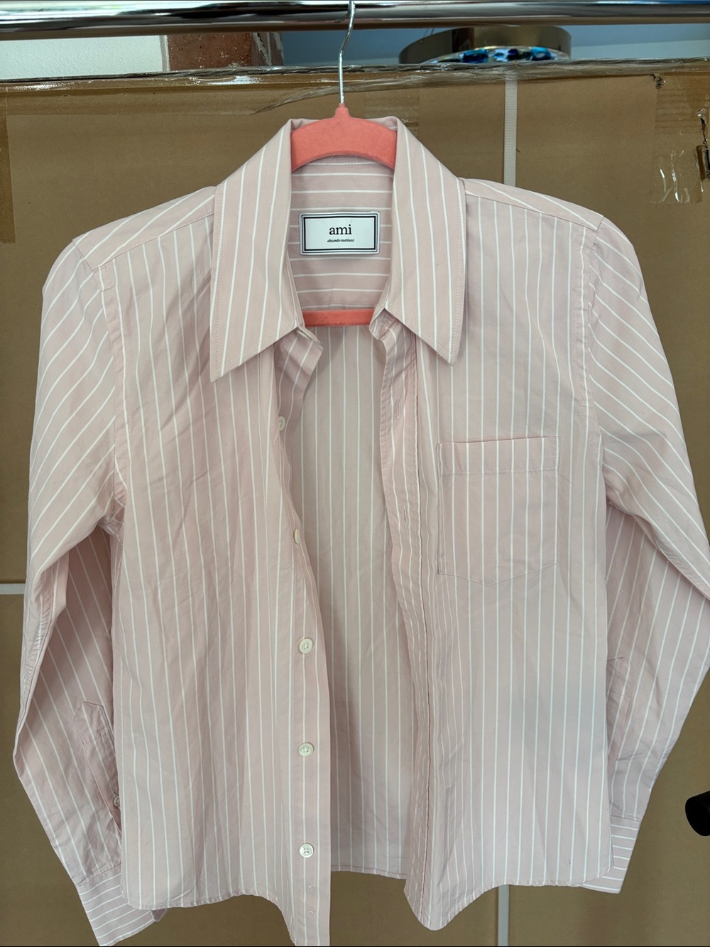 ami Light Pink Pinstripe Dress Shirt